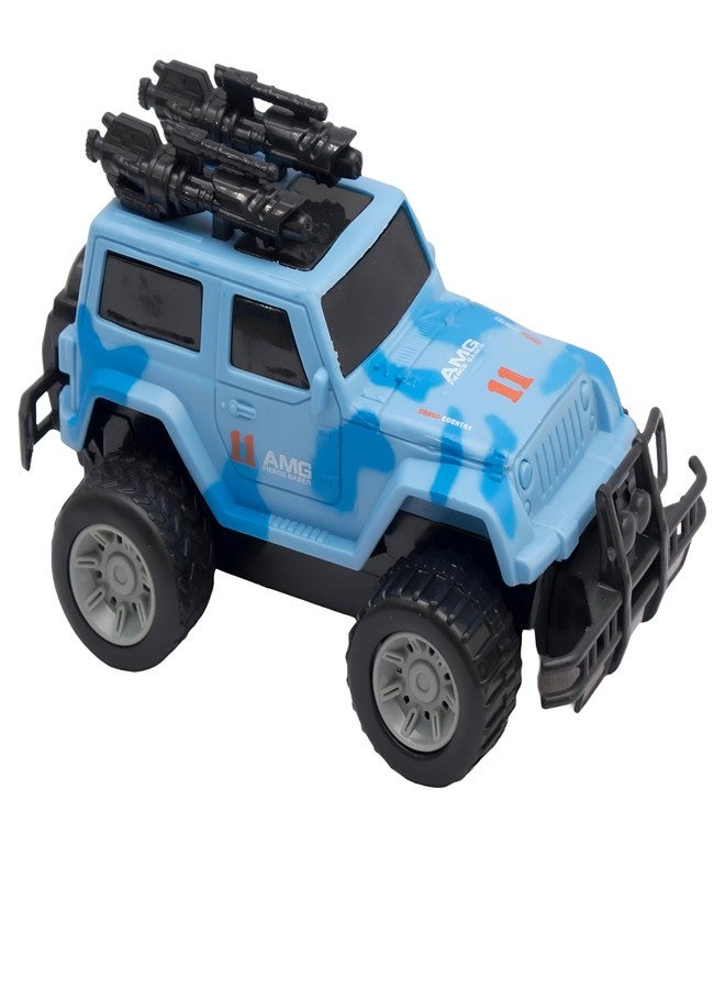 GRAPHITOS Friction Toy with Light & Music Military Vehicle Truck Toy for Kids Blue Color - Image 5